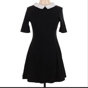 Classic Black Dress with White Collar